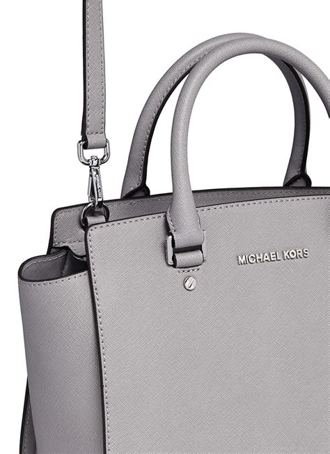 michael kors selma gray and black|Selma Medium Saffiano Leather Crossbody Bag .